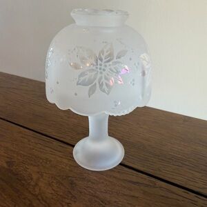 Vintage Westmoreland Satin Frosted Clear Glass Fairy Lamp  Iridescent
